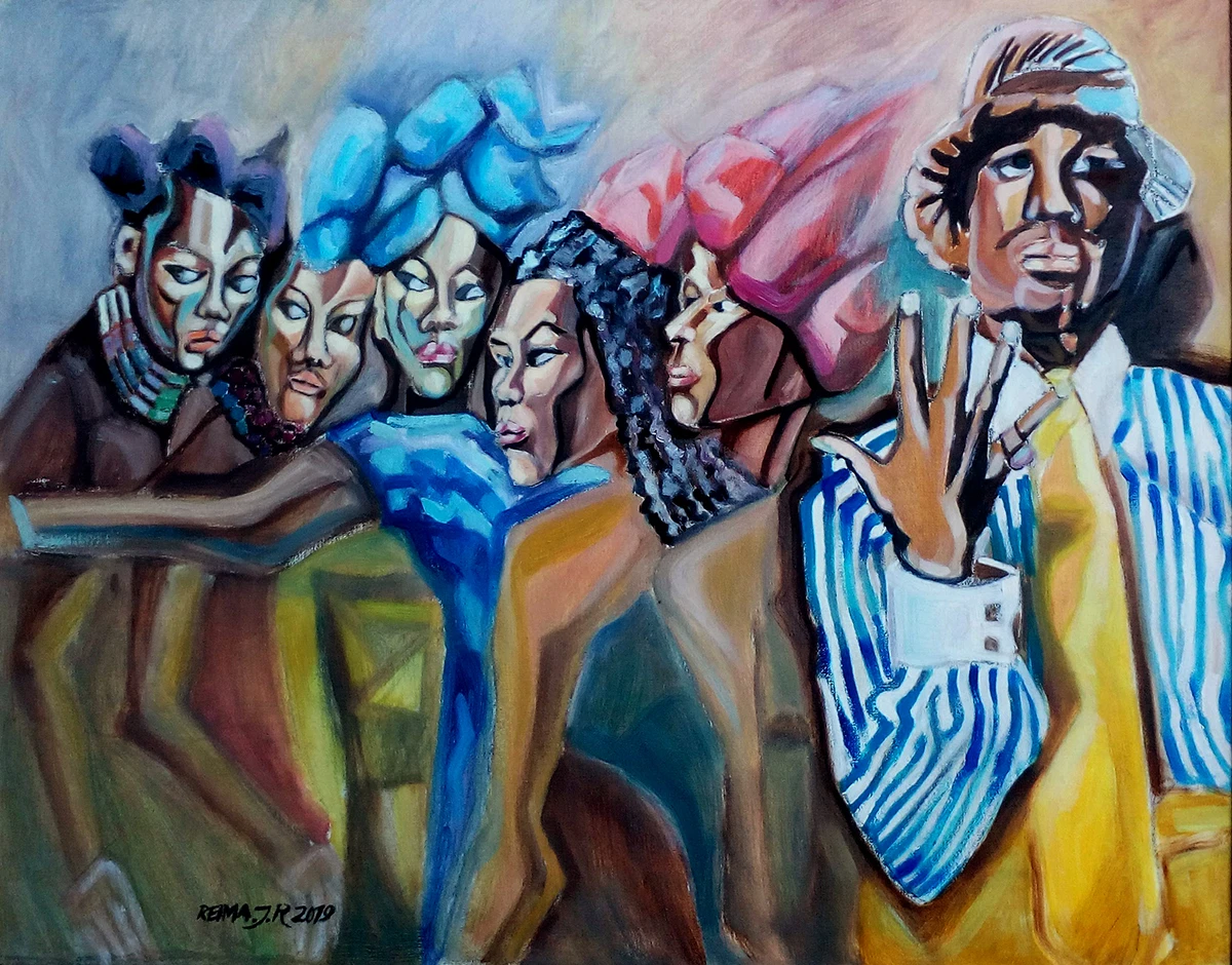 Five women in Sapeur artwork image