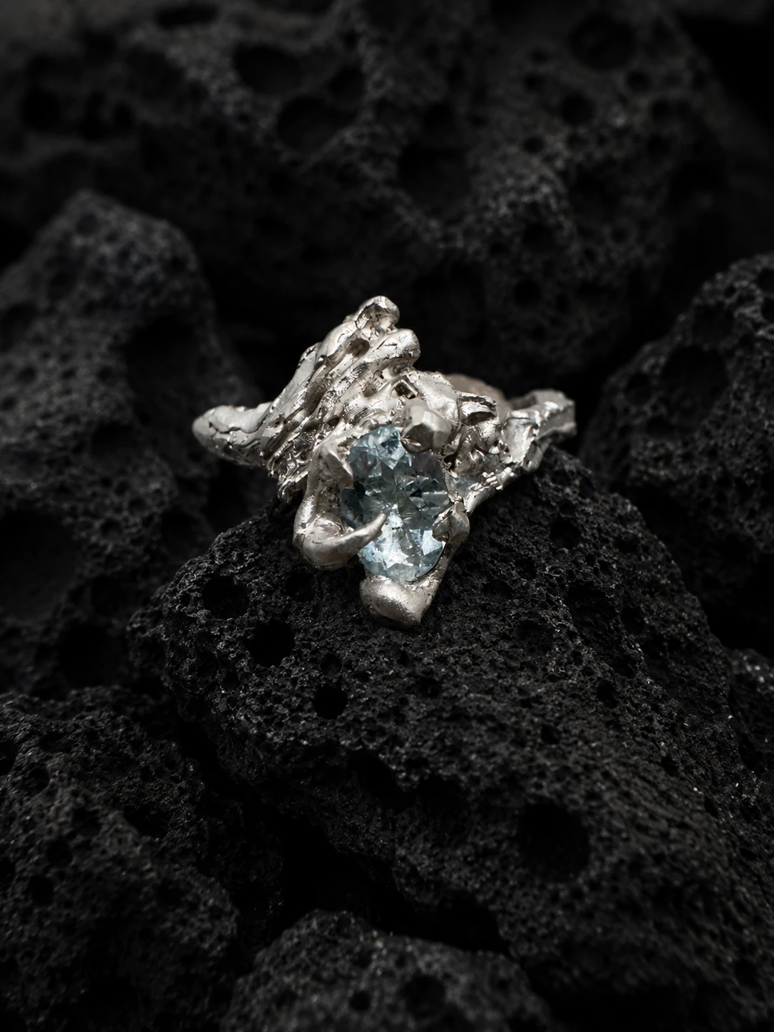 Aquamarine and Silver Sculpture Ring artwork image